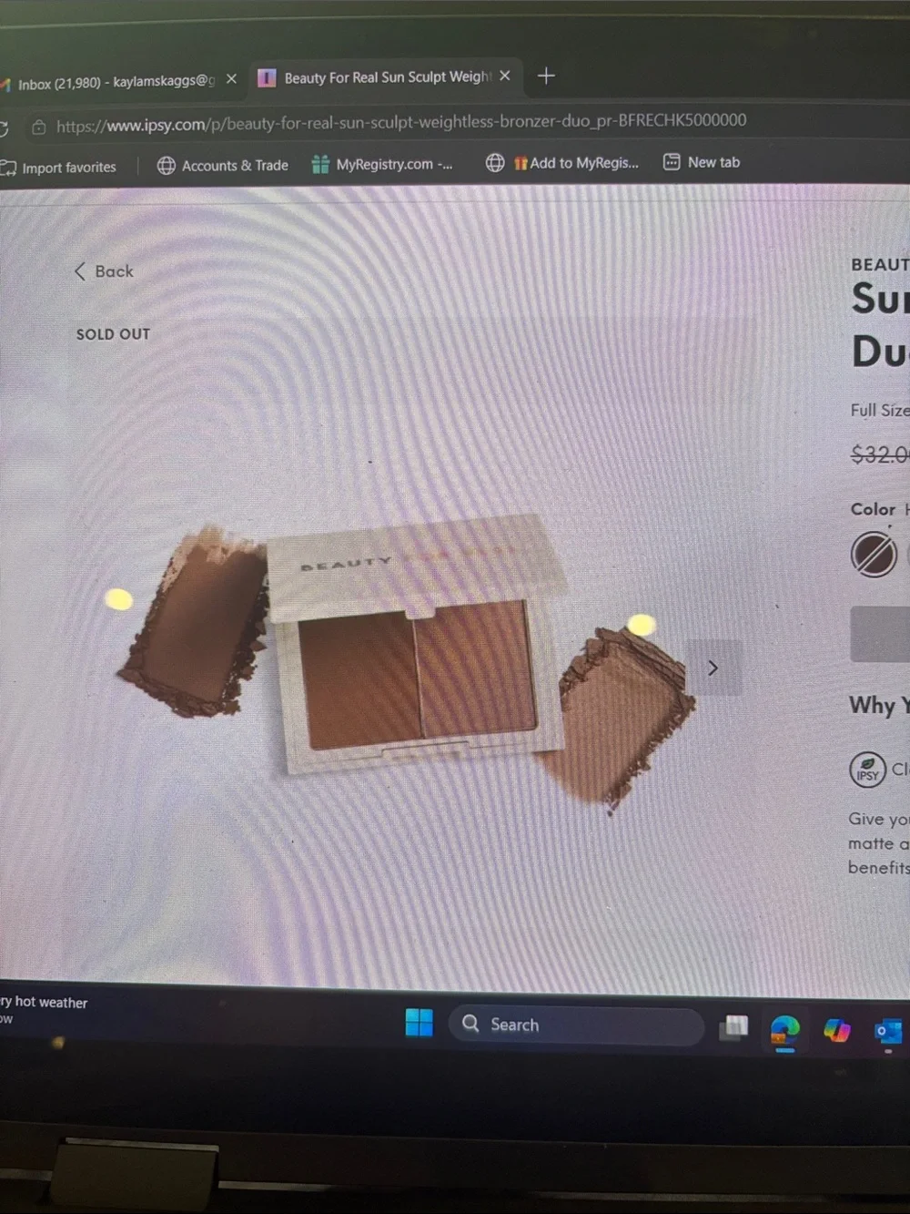 Beauty For Real Sun Sculpt Bronzer Duo - Peachy Bronze